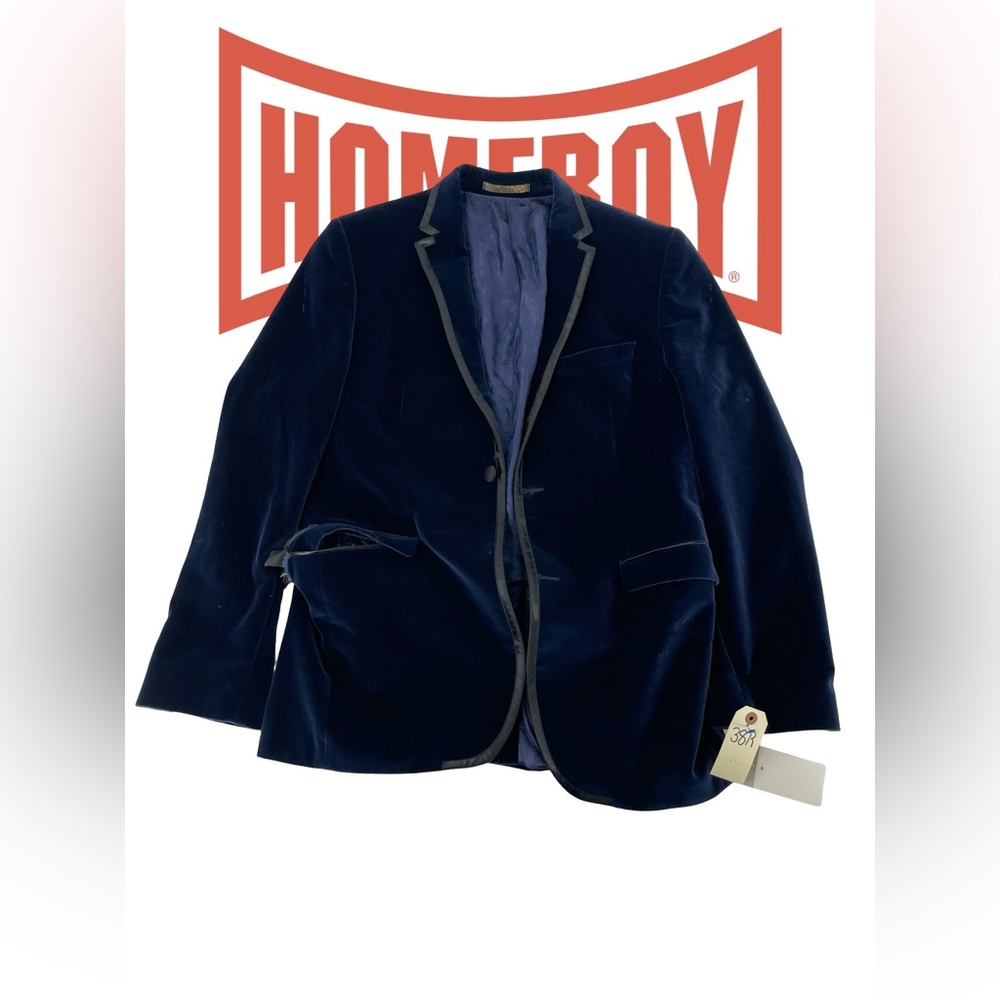 Navy Velvet Men's Blazer - Picture 2 of 8